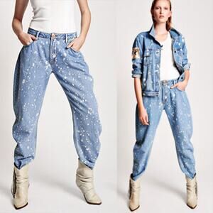 One Teaspoon Paint Splatter Crusaders Tapered Barrel Jeans Size 27